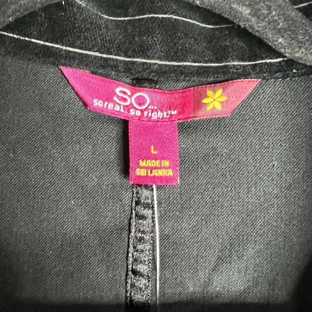 NWT - SO So Real So Right Juniors black pinstriped blazer - Size Large